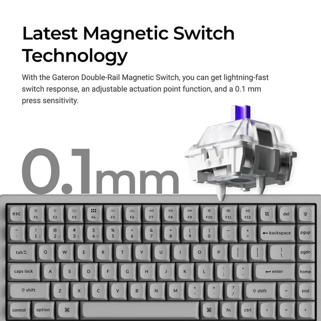 Keychron K2 HE Wireless Magnetic Switch Custom Keyboard - Concrete Edition