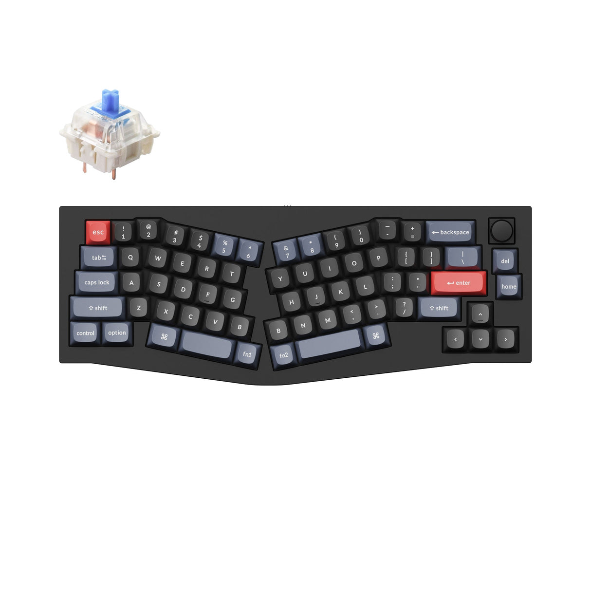 Keychron Q8 QMK/VIA custom mechanical keyboard Alice layout knob version full aluminum black frame for Mac Windows Linux fully assembled B Gateron G Pro switch blue