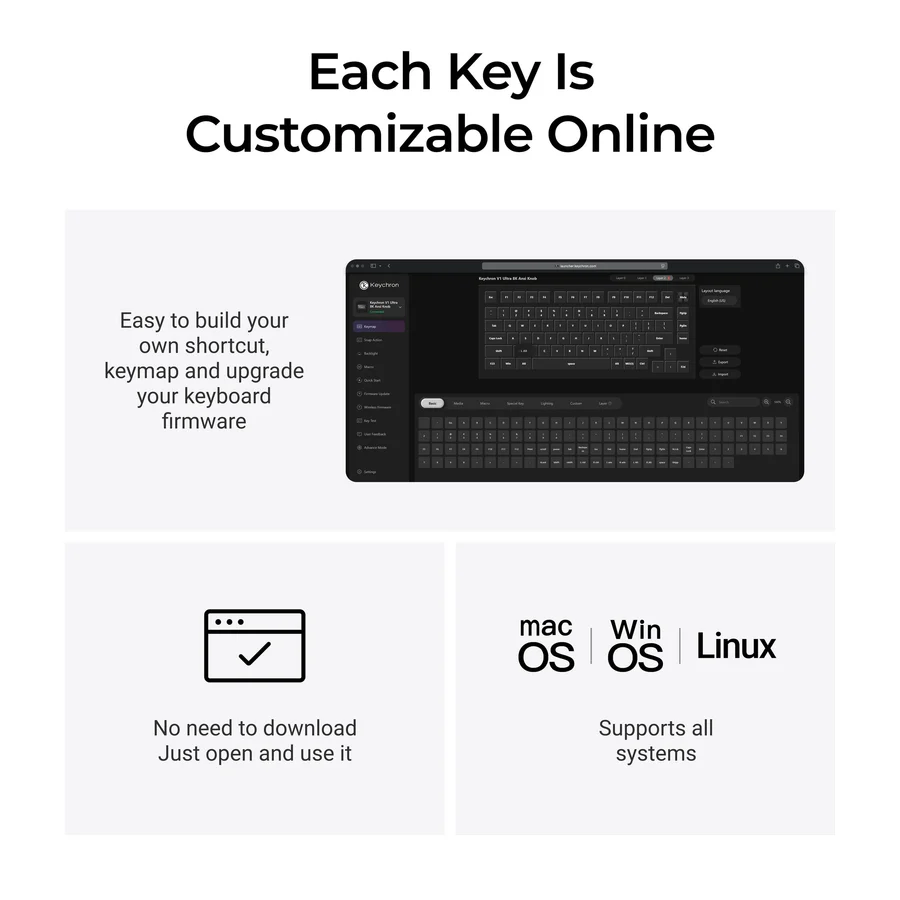 Keychron V1 Ultra 8K Wireless Custom Mechanical Keyboard(US ANSI Layout)