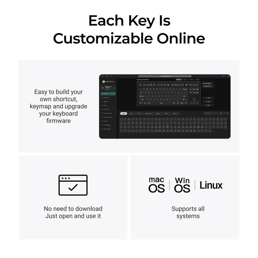 Keychron V3 Ultra 8K Wireless Custom Mechanical Keyboard(US ANSI Layout)