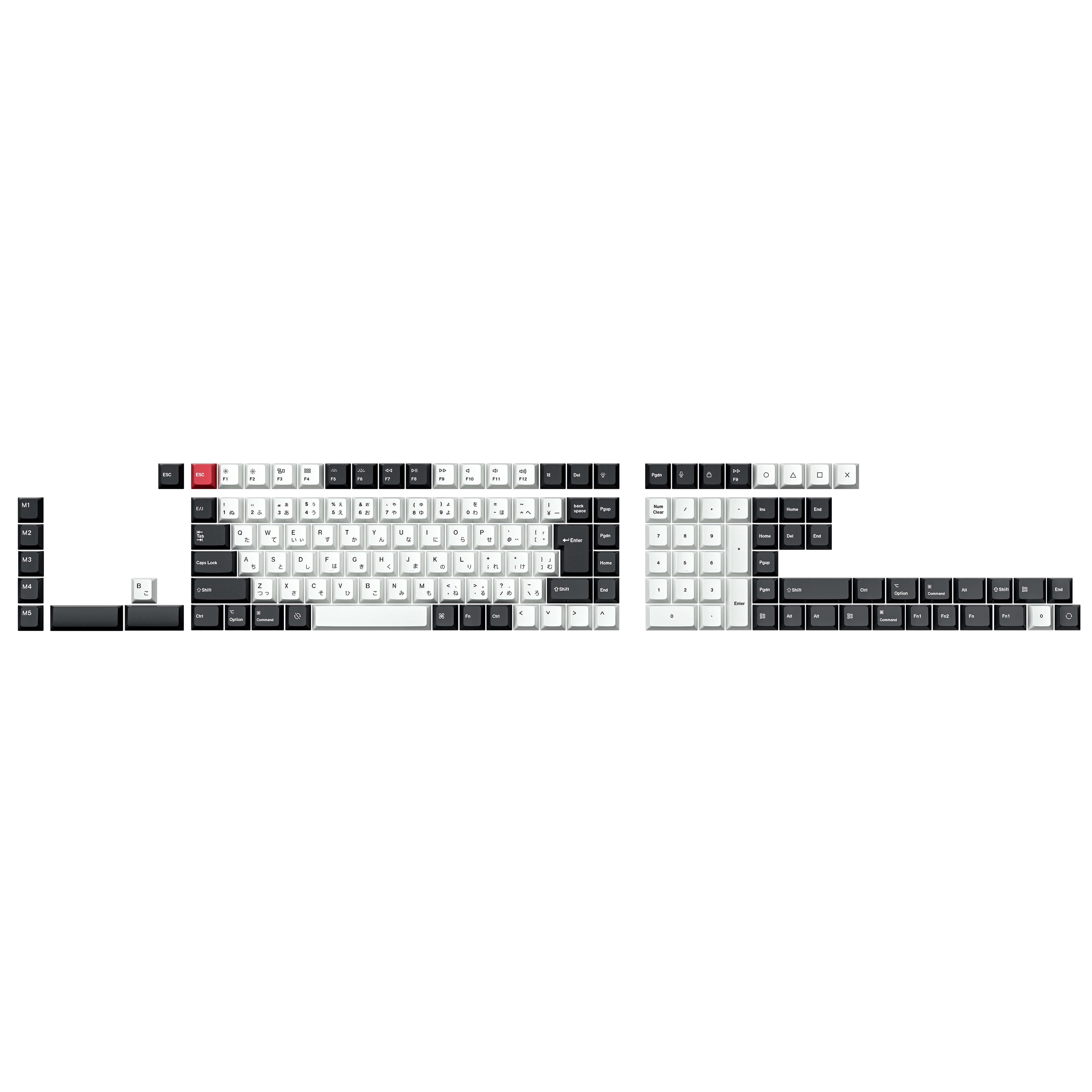 ISO Layout Cherry Profile Dye-Sub PBT Full Keycap Set - Black and White