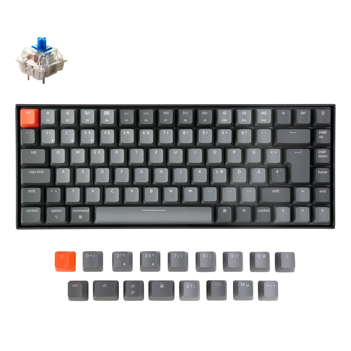 Kabellose mechanische Tastatur Keychron K2 (deutsches ISO-DE-Layout) – Version 2