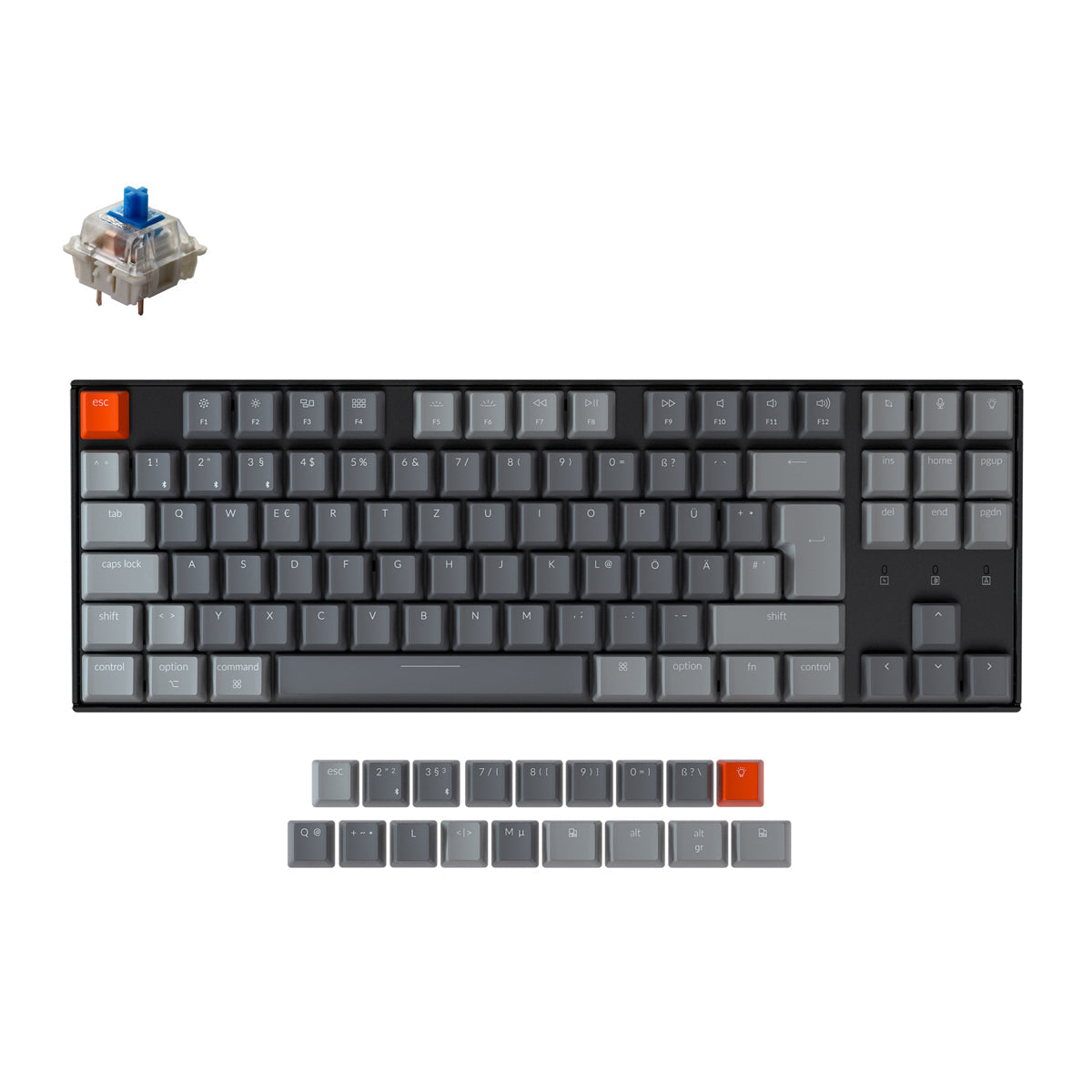 Keychron K8 kabellose mechanische Tastatur (deutsches ISO-DE-Layout)