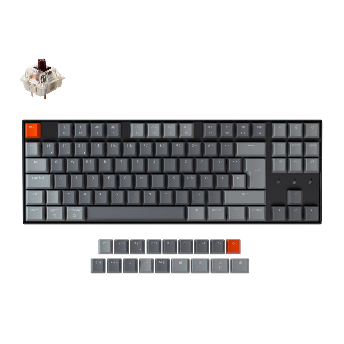 Keychron K8 kabellose mechanische Tastatur (deutsches ISO-DE-Layout)