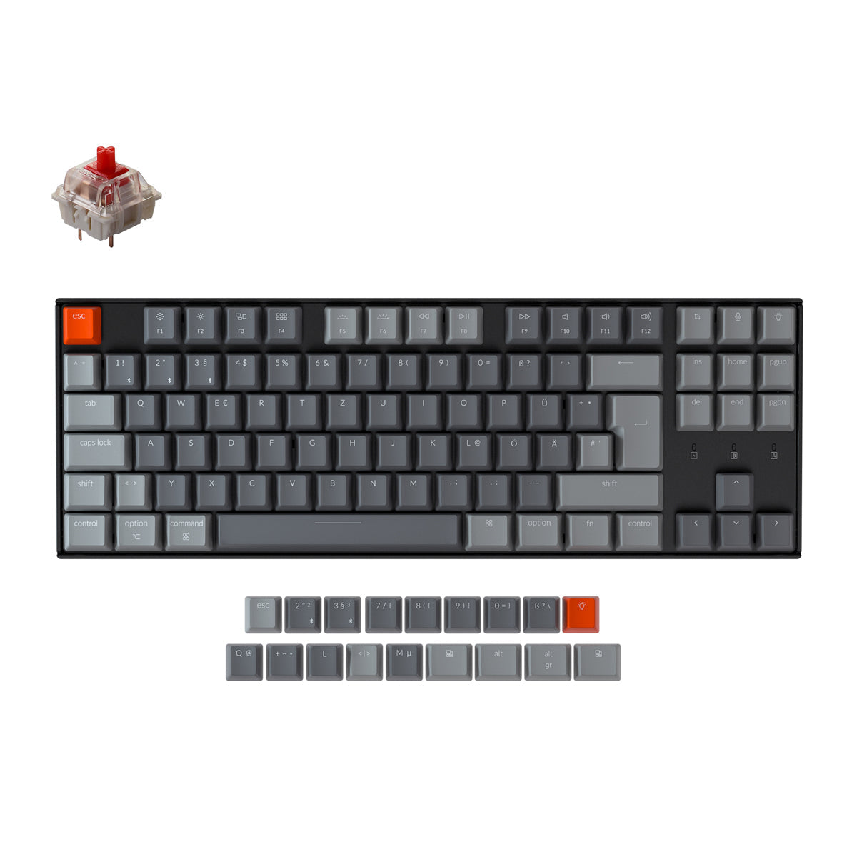 Keychron K8 kabellose mechanische Tastatur (deutsches ISO-DE-Layout)