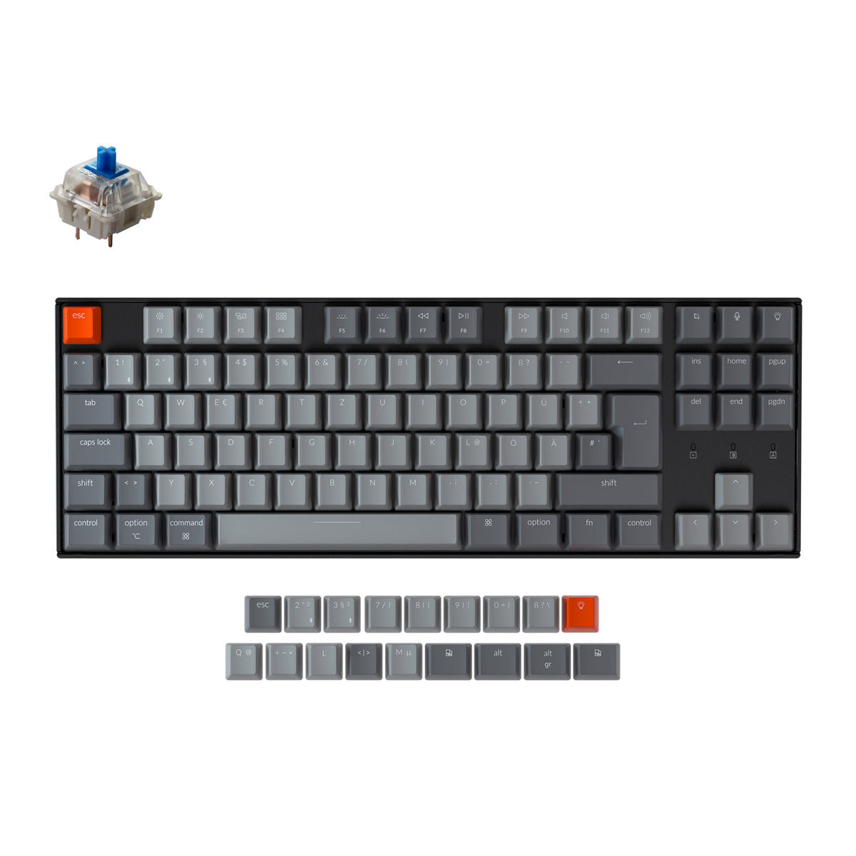 Keychron K8 kabellose mechanische Tastatur (deutsches ISO-DE-Layout)