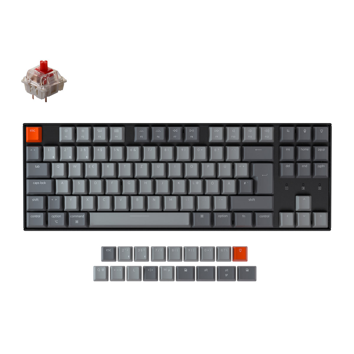 Keychron K8 kabellose mechanische Tastatur (deutsches ISO-DE-Layout)
